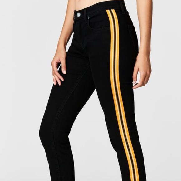LF CARMAR black jeans with yellow zipper on legs - Picture 1 of 6